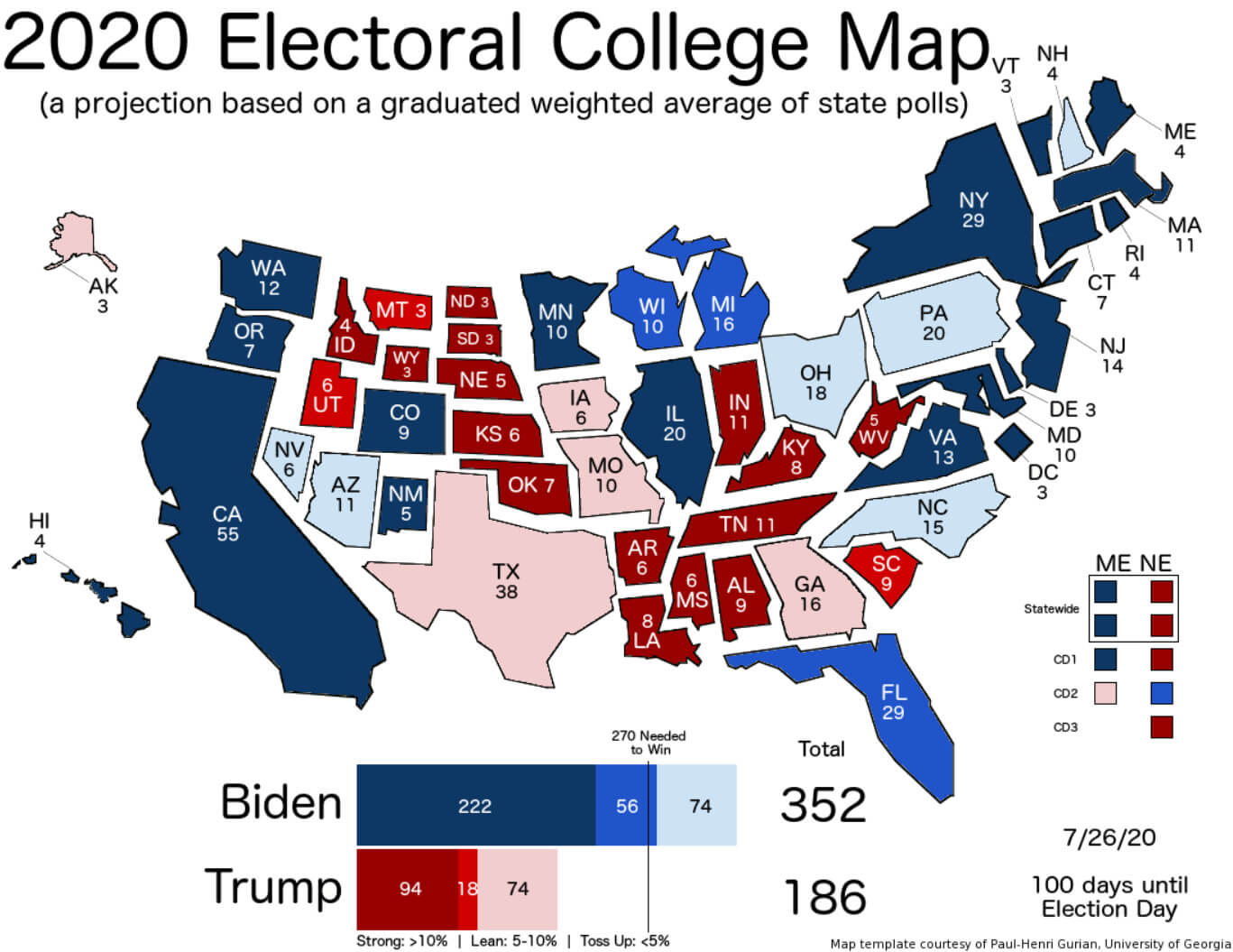 2020 US Electoral Map Biden vs Trump